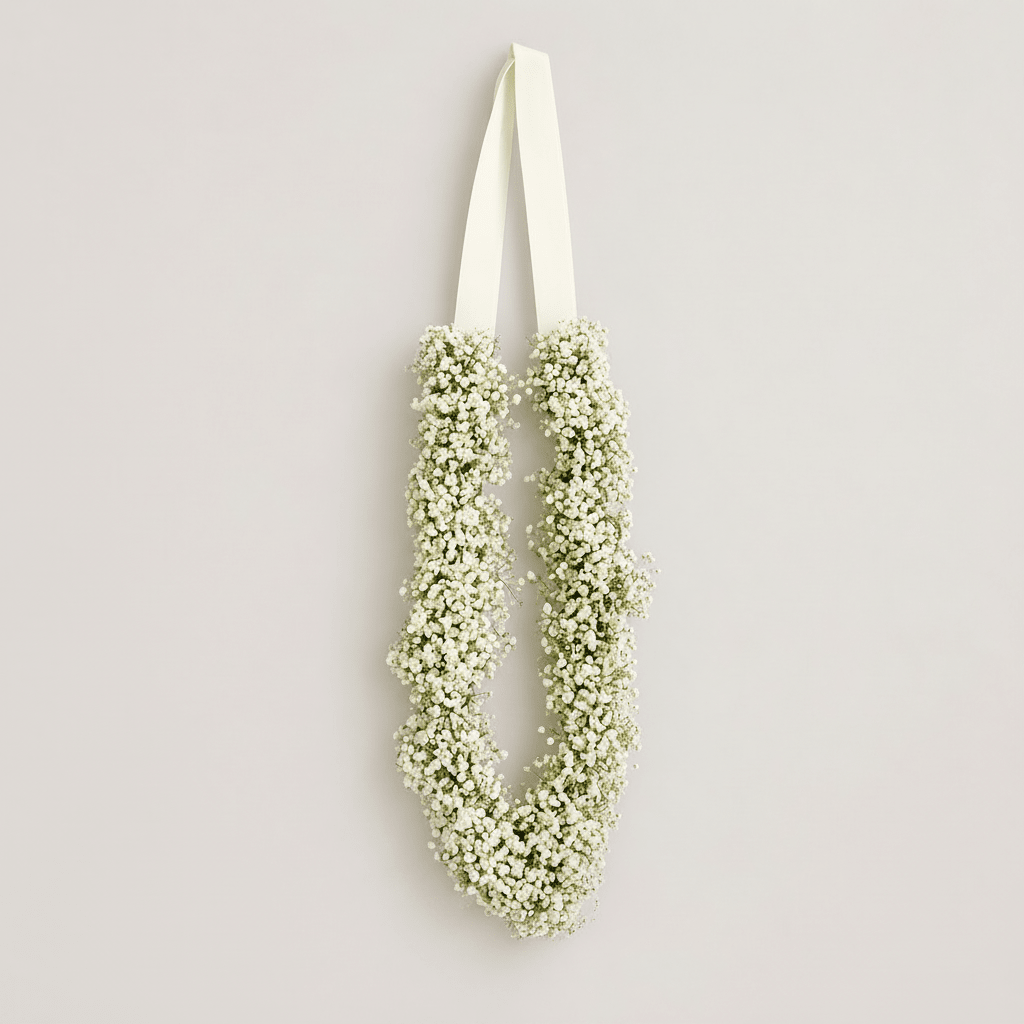 White gypsophila fresh flower garland. - italianflowerkw