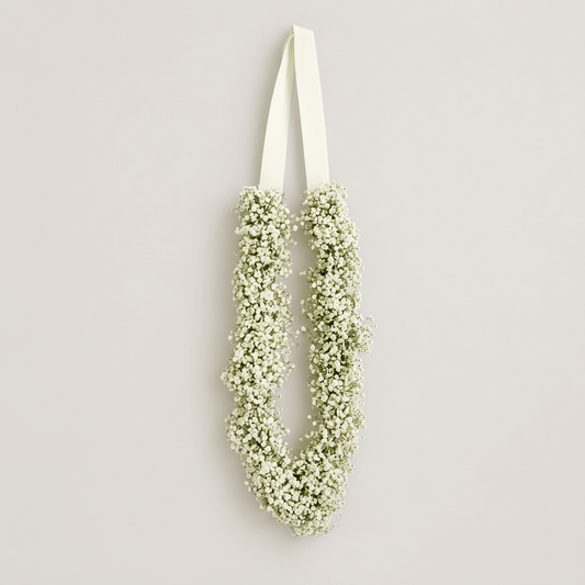 White gypsophila fresh flower garland. - italianflowerkw