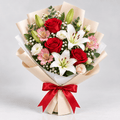 White Lily and Red Roses Bouquet -italianflowerkwWhite Lily and Red Roses Bouquet