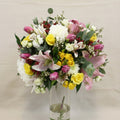 Yellow Roses & Hydrangea Glass Vase Arrangement-italianflowerkw