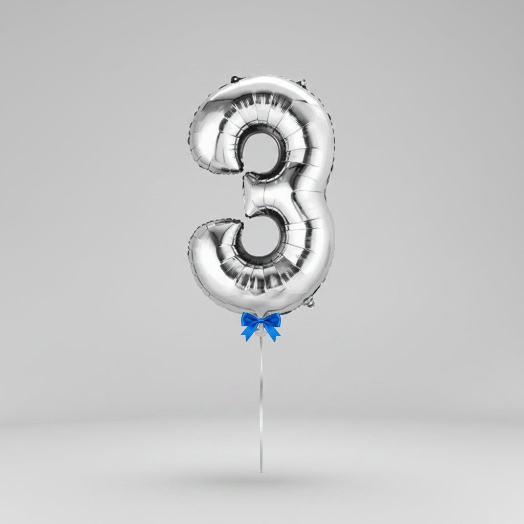 Silver Letters Numerical Foil Balloon - italianflowerkw